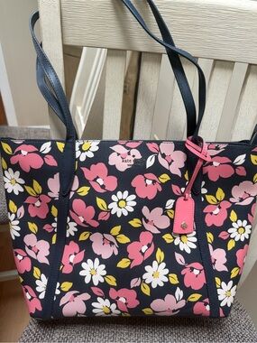 kate spade Navy Floral Tote with Pink and White Flowers